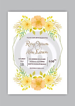 Watercolor Floral Wedding Invitation.