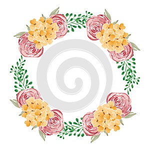 Watercolor floral wreath for decoration frame