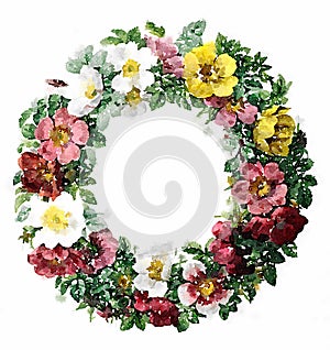 Watercolor Floral Wreath Illustration