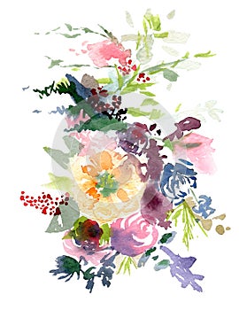 Watercolor Floral wreath illustration