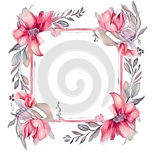 Watercolor floral wreath. Illustration AI Generative