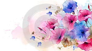 watercolor flower background - morning glories