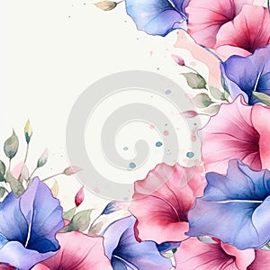 watercolor flower background - morning glories