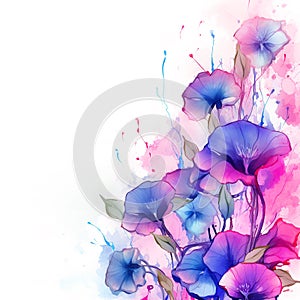 watercolor flower background - morning glories