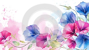 watercolor flower background - morning glories photo