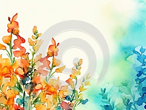 watercolor flower background - snapdragons