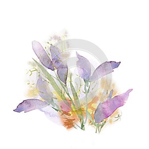 Watercolor flower composition. Hand drawn floral artwork. Fullsize raster.