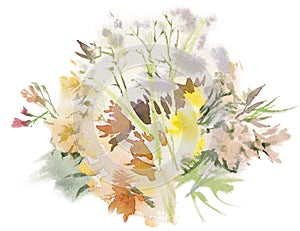 Watercolor flower composition. Hand drawn floral artwork. Fullsize raster. photo