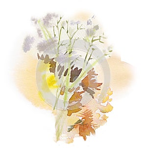 Watercolor flower composition. Hand drawn floral artwork. Fullsize raster. photo