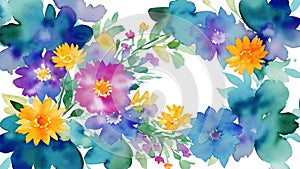 Watercolor flower design with white background