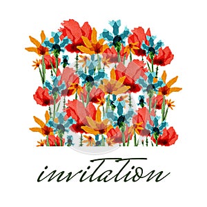 Watercolor flower for invitation and poscard holiday. raster