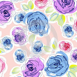 Watercolor flower pattern photo
