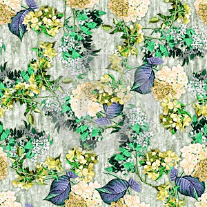 Watercolor flower pattern Seamless allover design with background