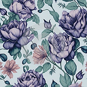 Watercolor flower patterns, Arcane patterns of flowers inspired by prison tattoos. AI-Generative