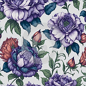 Watercolor flower patterns, Arcane patterns of flowers inspired by prison tattoos. AI-Generative