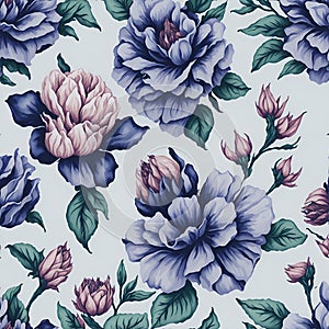 Watercolor flower patterns, Arcane patterns of flowers inspired by prison tattoos. AI-Generative