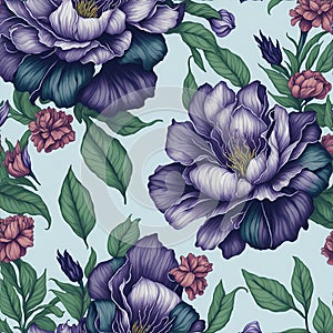 Watercolor flower patterns, Arcane patterns of flowers inspired by prison tattoos. AI-Generative