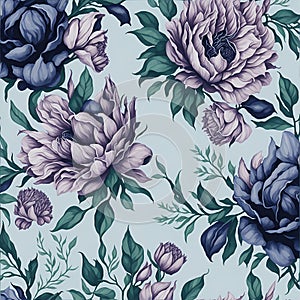 Watercolor flower patterns, Arcane patterns of flowers inspired by prison tattoos. AI-Generative