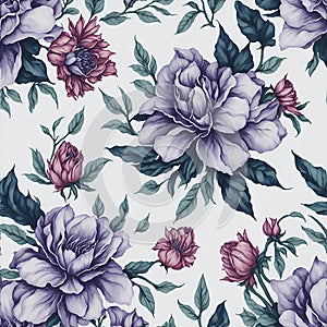 Watercolor flower patterns, Arcane patterns of flowers inspired by prison tattoos. AI-Generative