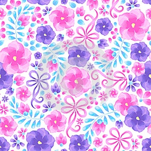 Watercolor flower trendy frame. Summer floral with violets and