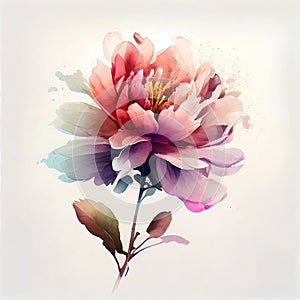 Watercolor flower on white background. Generative ai