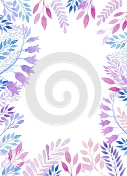 Watercolor flowers background, beautiful botanical frame.
