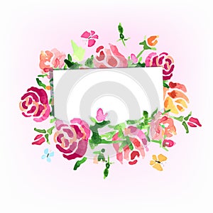 Watercolor flowers background on the day of roses Vector