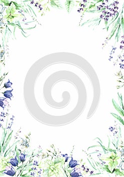 Watercolor flowers background frame