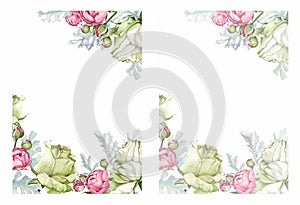 Watercolor flowers background frame