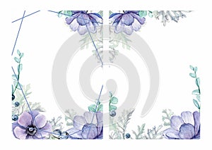 Watercolor flowers background frame