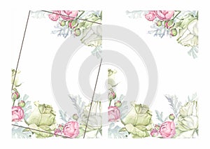 Watercolor flowers background frame