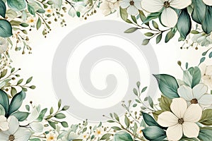 Watercolor flowers bouquet decoration isolated on white background with copyspace
