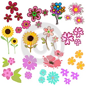 Watercolor flowers collection for different design .
