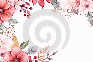 watercolor flowers for design floral background frame generative ai