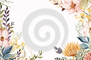 watercolor flowers for design floral background frame generative ai