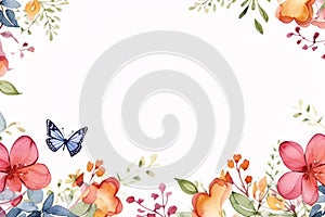 watercolor flowers for design floral background frame generative ai