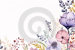 watercolor flowers for design floral background frame generative ai