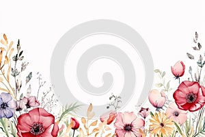 watercolor flowers for design floral background frame generative ai