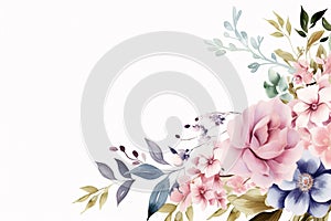 watercolor flowers for design floral background frame generative ai