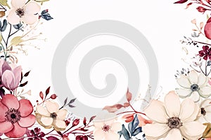 watercolor flowers for design floral background frame generative ai