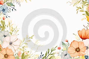 watercolor flowers for design floral background frame generative ai