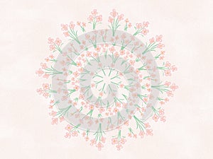 Watercolor Flowers Floral Mandala Illustration