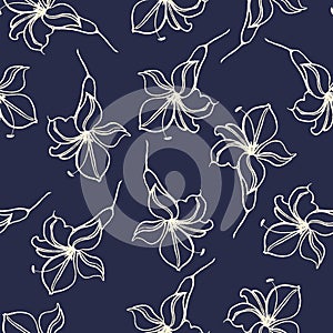 Watercolor flowers hand drawing seamless pattern with Chinese li