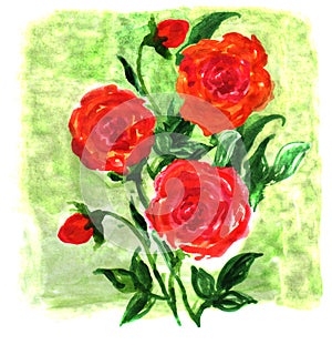 Watercolor flowers impression painting