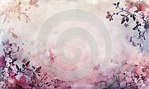 Watercolor flowers and lives, floral background space for text