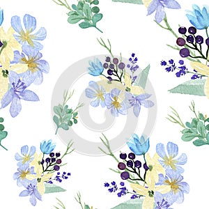 Watercolor flowers with text banner, lush flowers aquarelle hand painted isolated on white background. Design border for card, sav