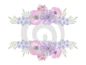 watercolor flowers vector graphics composition of purple flowers banner