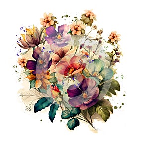 Watercolor flowers, vintage stille