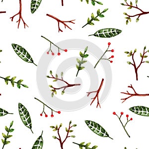 Watercolor forest pattern seamless