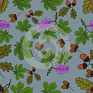 Watercolor forest pattern. Vector 1